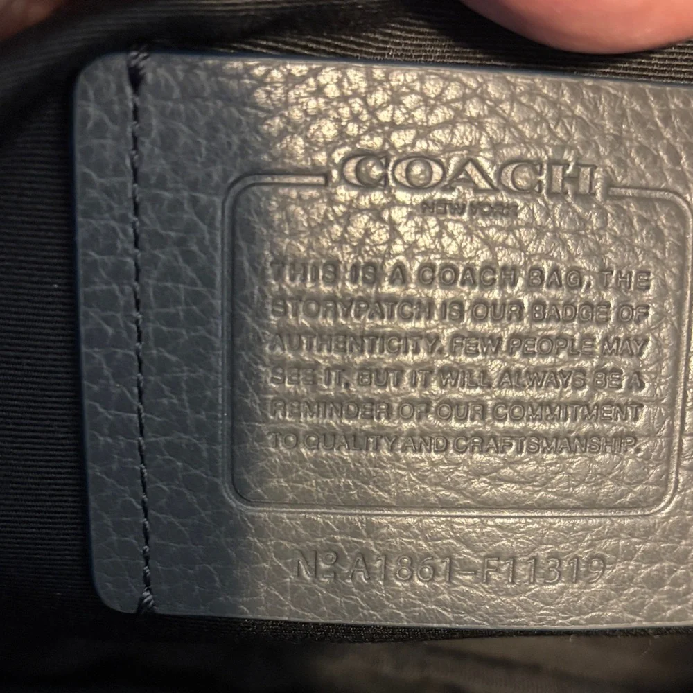 Coach Dark Gray pebbled Leather Men's Briefcase; grey black
